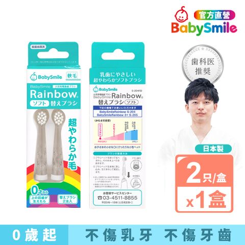 BabySmile 日本製 兒童電動牙刷 軟毛替換刷頭2只/組(牙刷 電動牙刷 兒童牙刷 電動牙刷頭 電動刷頭 替換刷頭)