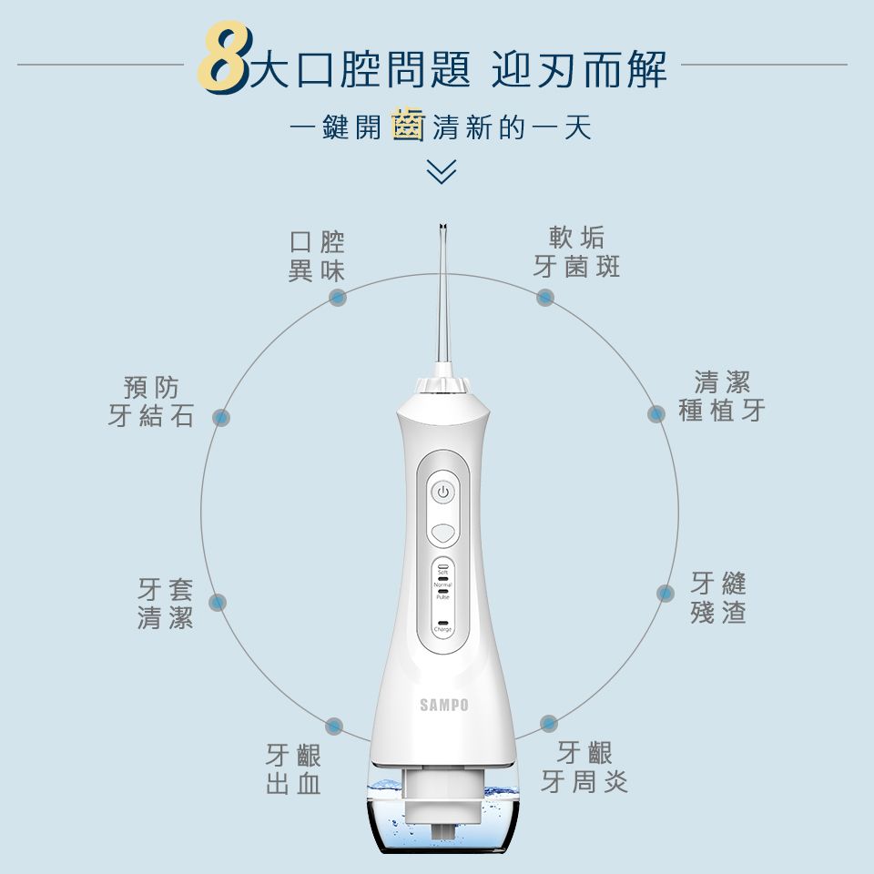 SAMPO 聲寶 攜帶型電動沖牙機 (牙機/牙線/洗牙機/牙齒/沖洗器/牙套) WB-Z2004NL
