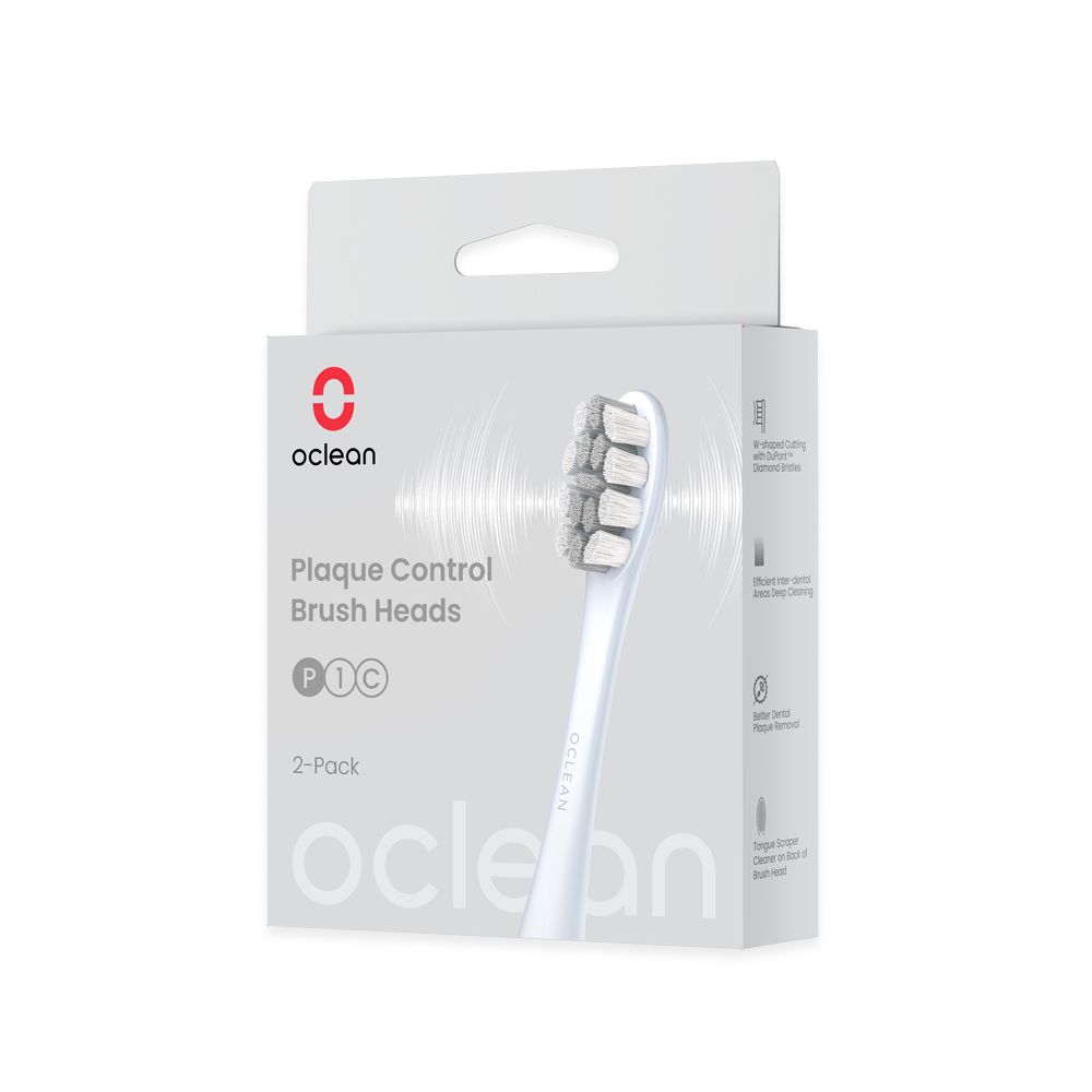 Oclean 歐可林 2入組盒裝 牙菌斑清潔型刷頭-P1C9(銀柄)