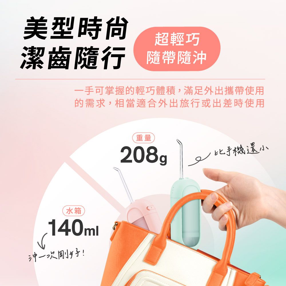 PORClean 寶可齡 WASH 330 時尚多功能沖牙機(綠薄荷/粉蜜桃任選)