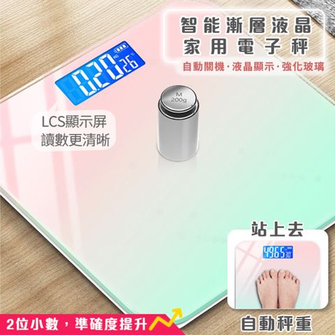 快速到貨智能漸層液晶家用電子秤(2入組)