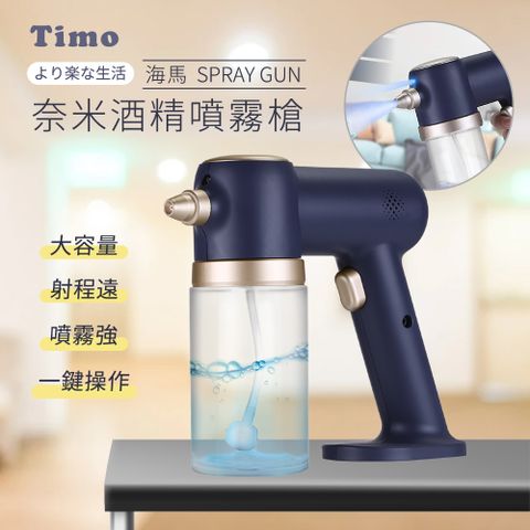 【Timo】海馬系列 奈米級霧化 藍光酒 精噴霧槍-純淨白(500ml)-奢華藍