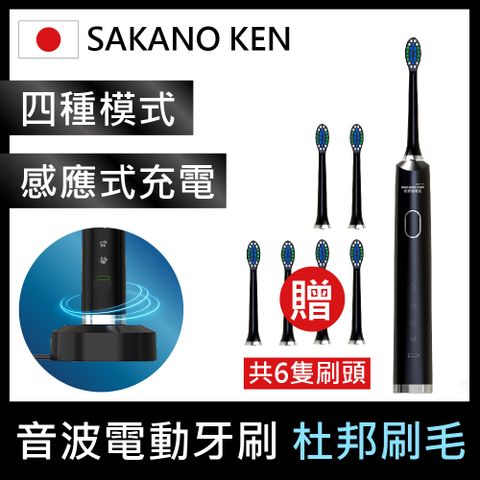 【日本 SAKANO KEN】攜帶型充電式 音波電動牙刷 霧黑 (電動牙刷/震動牙刷/音波牙刷/杜邦刷毛)