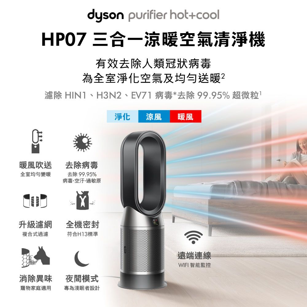 Dyson 戴森 Purifier Hot+Cool 三合一涼暖空氣清淨機HP07(黑鋼)