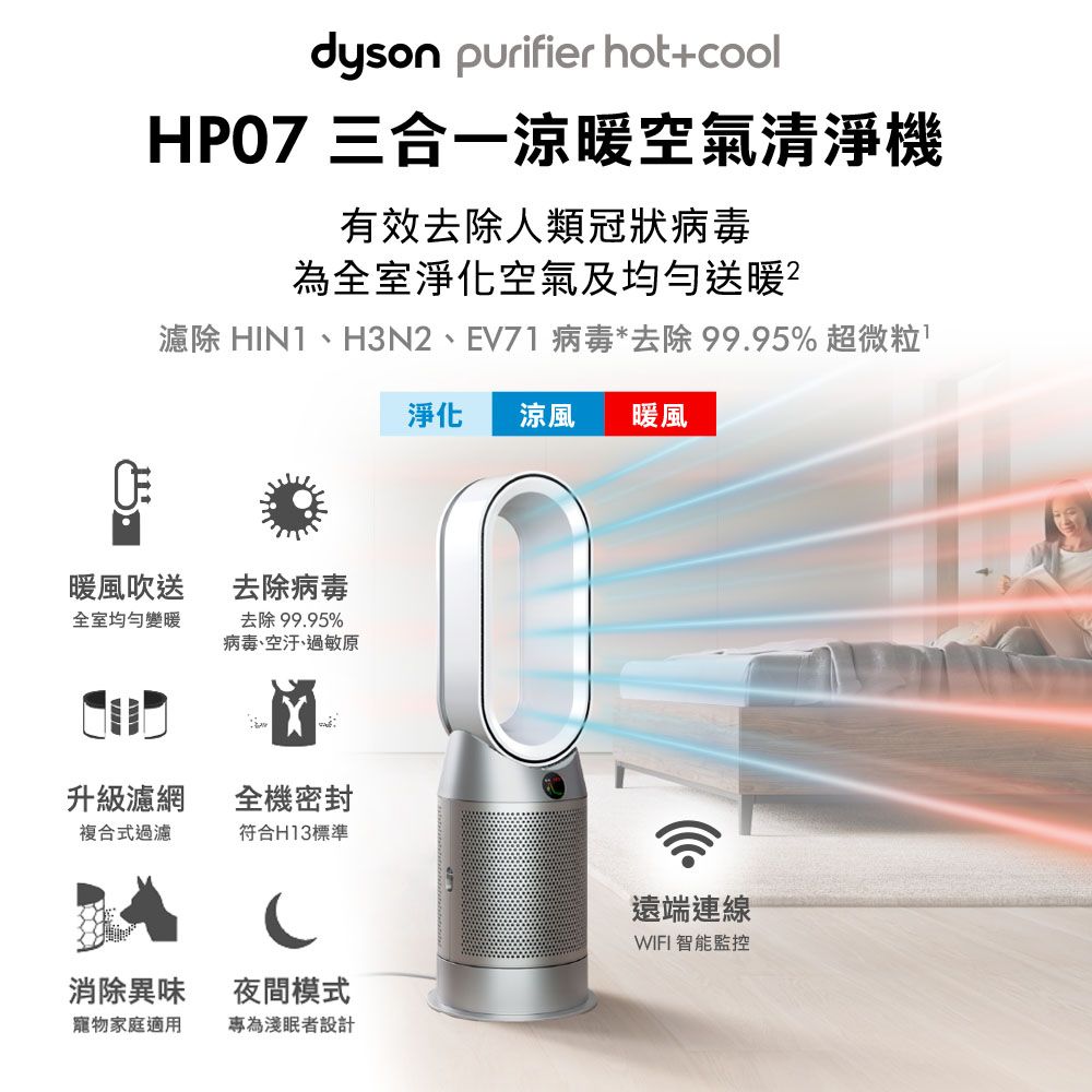 Dyson 戴森 Purifier Hot+Cool 三合一涼暖空氣清淨機HP07(銀白)