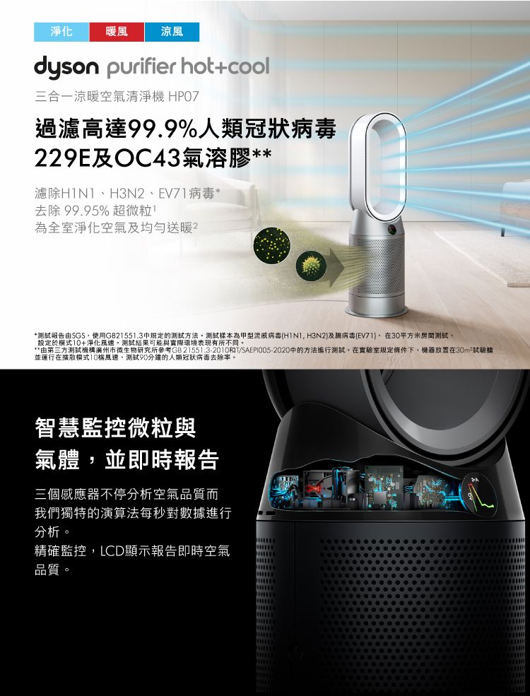 Dyson Purifier Hot+Cool 三合一涼暖空氣清淨機HP07(銀白) - PChome