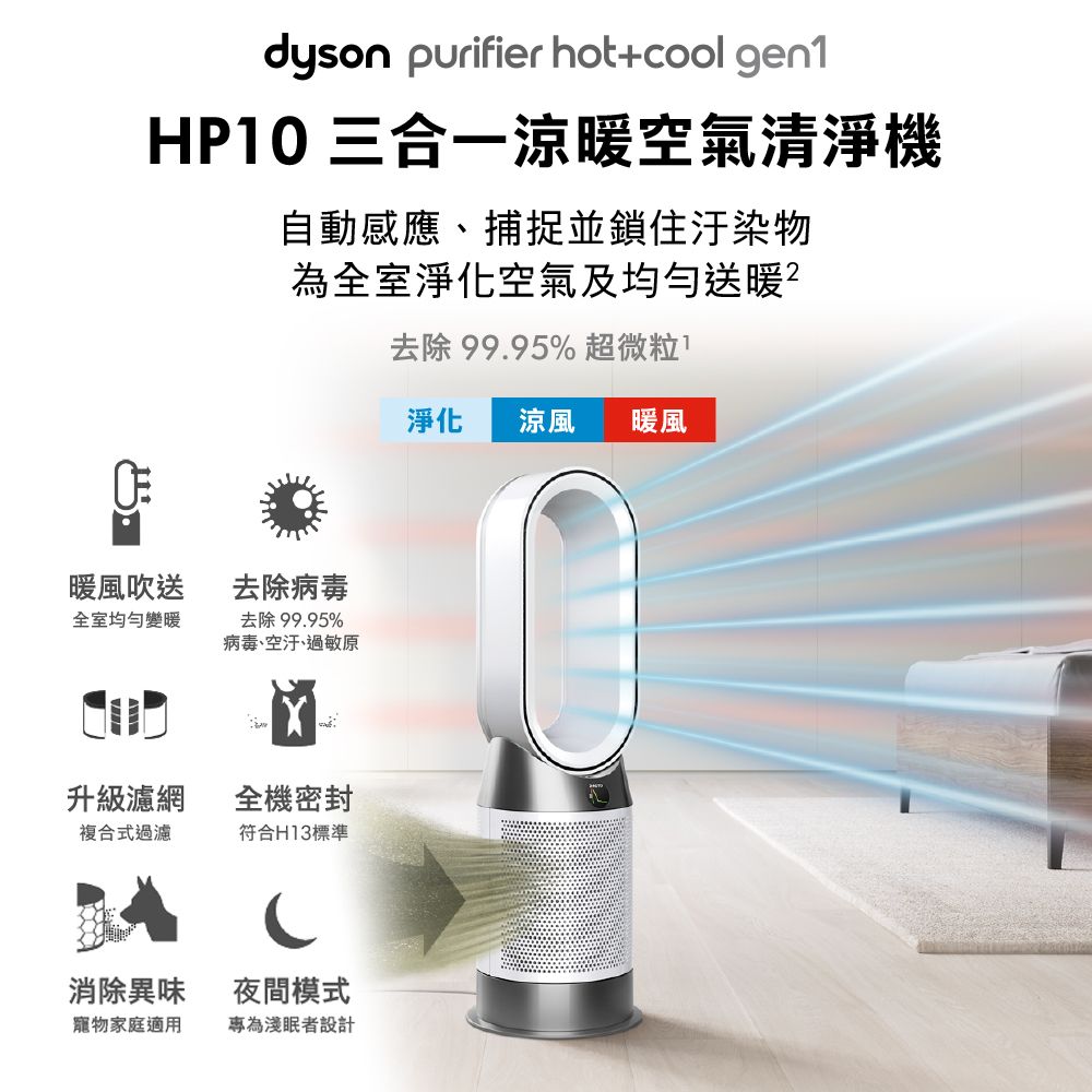 Dyson 戴森 Purifier Hot+Cool Gen1 三合一涼暖空氣清淨機HP10(白色)