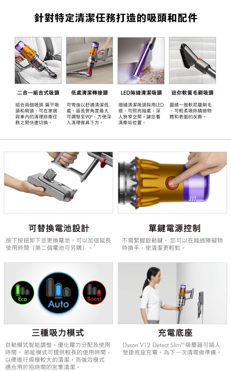 Dyson V12 Detect Slim Total Clean SV20 輕量無線吸塵器- PChome 24h購物