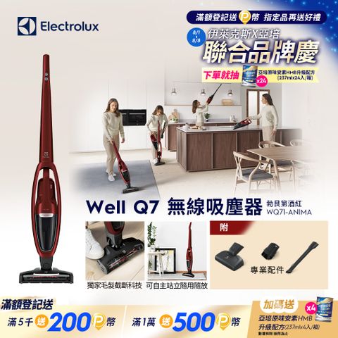 【Electrolux 伊萊克斯】Well Q7無線吸塵器(WQ71-ANIMA勃艮第酒紅)