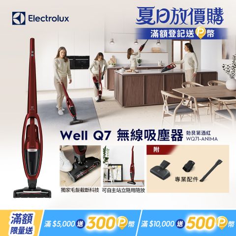 【Electrolux 伊萊克斯】Well Q7無線吸塵器(WQ71-ANIMA勃艮第酒紅)