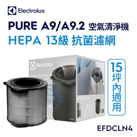 【Electrolux 伊萊克斯】Pure A9 空氣清淨機專用 HEPA13 級智能抗菌濾網組-9-14坪專用(EFDCLN4)