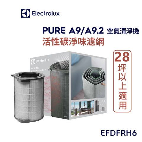 【Electrolux 伊萊克斯】PURE A9/A9.2 清淨機系列專用活性碳淨味抗菌濾網組-29坪以內適用(EFDFRH6)