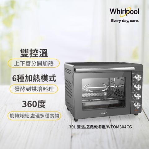 Whirlpool 惠而浦  30公升雙溫控旋風烤箱WTOM304CG(附旋轉烤籠)