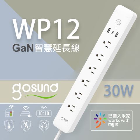 Gosund 酷客 30W GaN智慧延長線 WP12 高速快充 電量統計 米家APP