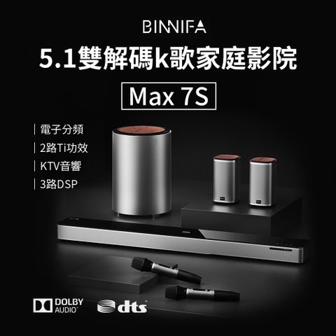 BINNIFA 杜比5.1家庭影院套裝 MAX 7S 電視 音響 杜比+DTS雙解碼 K歌神器