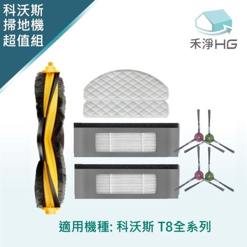 【禾淨家用HG】ECOVACS科沃斯 T8 掃地機器人副廠配件 (超值組-小全配)