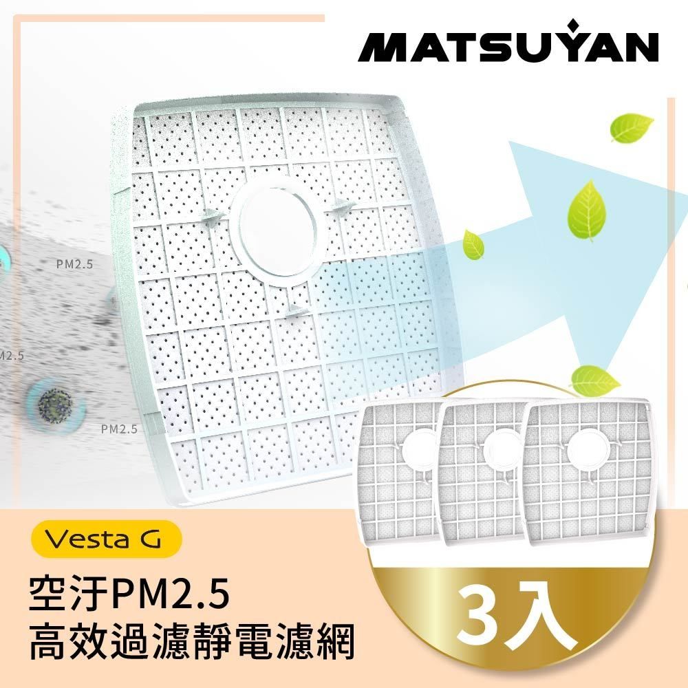  空汙PM2.5高效過濾靜電濾網MATSUYAN 松慧動研3入裝濾網組 VESTA G 智能巡航雙效淨化掃地機專用