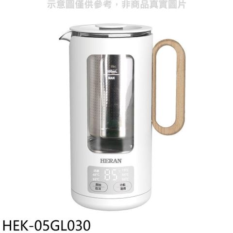 【南紡購物中心】 禾聯【HEK-05GL030】0.5公升微電腦溫控玻璃內膽快煮壺熱水瓶