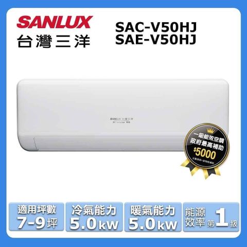 SANLUX 台灣三洋 7-9坪《冷暖型-HJ系列》變頻分離式空調SAC-V50HJ/SAE-V50HJ