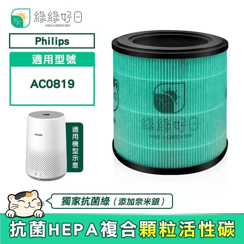 綠綠好日 【南紡購物中心】  適用 Philips 飛利浦 AC0819 / 80 HEPA 複合式 HEPA 抗菌濾芯 蜂巢顆粒活性碳濾網