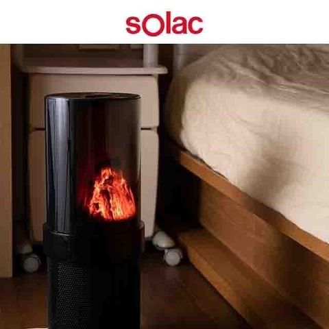 【南紡購物中心】 SOLAC 3D復古壁爐陶瓷電暖器 黑 / SNP-A05B /
