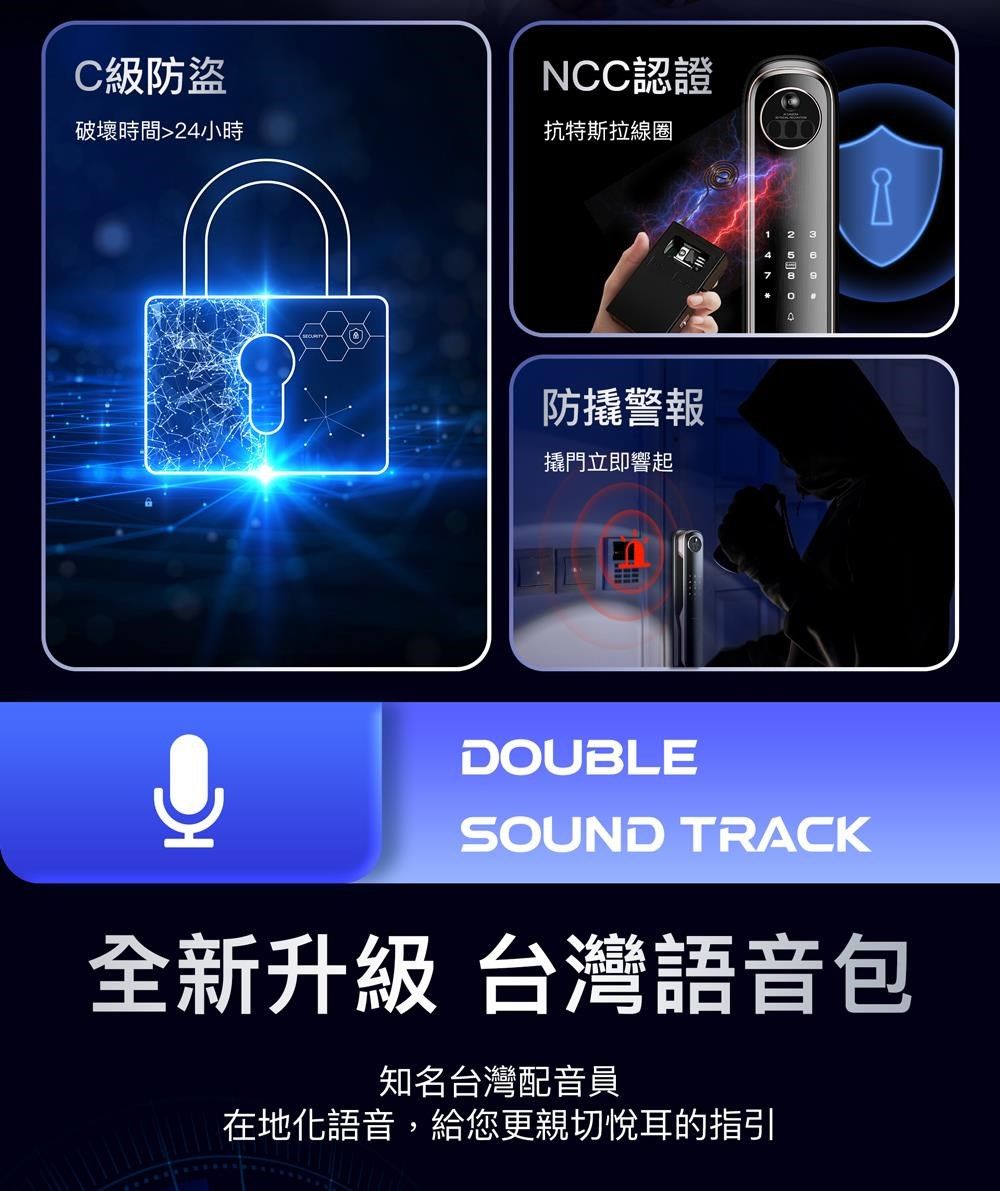 C級防盜NCC認證破壞時間24小時抗特斯拉線圈警報撬門立即響起DOUBLESOUND TRACK全新升級 台灣語音包知名台灣配音員在地化語音,給您更親切悅耳的指引