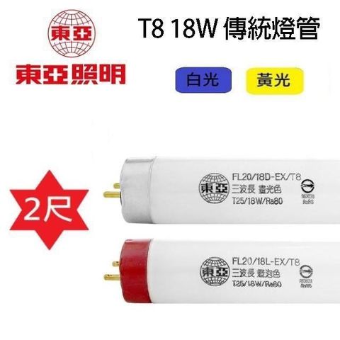 【南紡購物中心】 【25入組】東亞 T8 18W 2尺傳統燈管