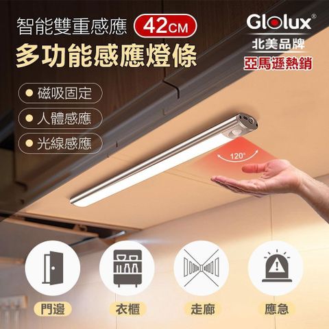 【南紡購物中心】 【Glolux 北美品牌】多功能USB磁吸式LED智能感應燈 42公分(白光)