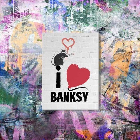 【南紡購物中心】【EPOCHSIA夏潮 x 英國 Banksy】藍牙畫布音箱聯名款 Love Rat-愛與老鼠-直式