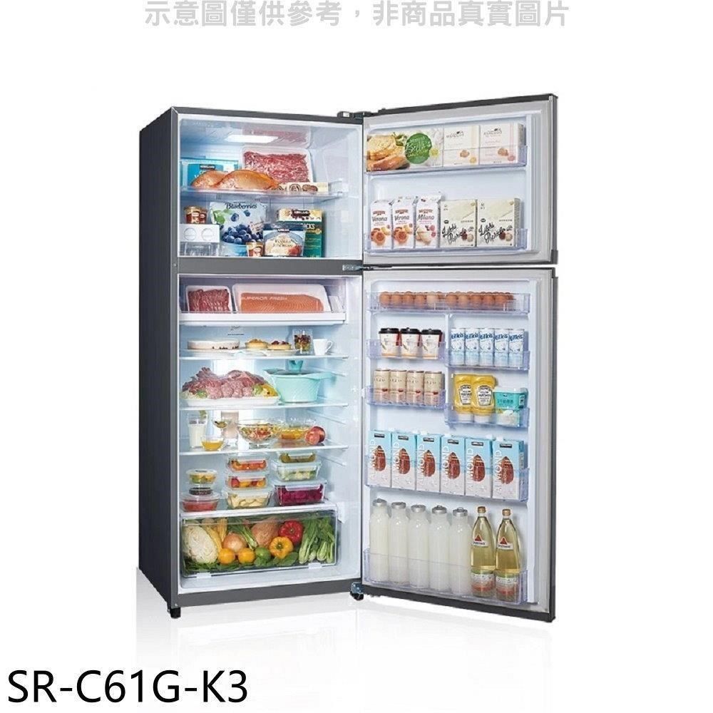 SAMPO 聲寶 【南紡購物中心】 【SR-C61G-K3】610公升雙門漸層銀冰箱(7-11商品卡100元