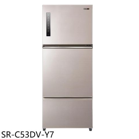 【南紡購物中心】 聲寶【SR-C53DV-Y7】530公升三門變頻炫麥金冰箱(含標準安裝)(7-11商品卡100元