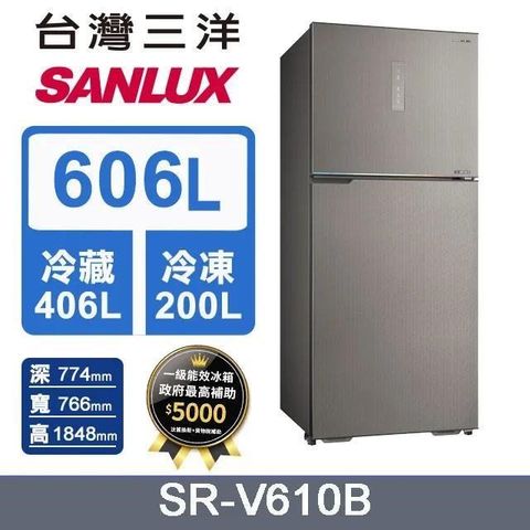 SANLUX 台灣三洋 606L《變頻-雙門》大冷凍室冰箱SR-V610B