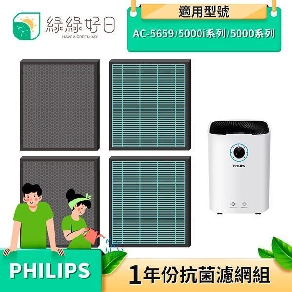 綠綠好日 【南紡購物中心】  抗菌 濾芯 蜂巢顆粒 濾網 適 Philips 飛利浦 AC5659 5000 5000i 空氣清淨機&nbsp;