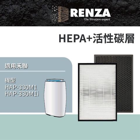 RENZA 【南紡購物中心】 適用 禾聯 HAP-330M1 HAP-330M1i HERAN 空氣清淨機 HEPA濾網濾芯組取代330M1-HCP