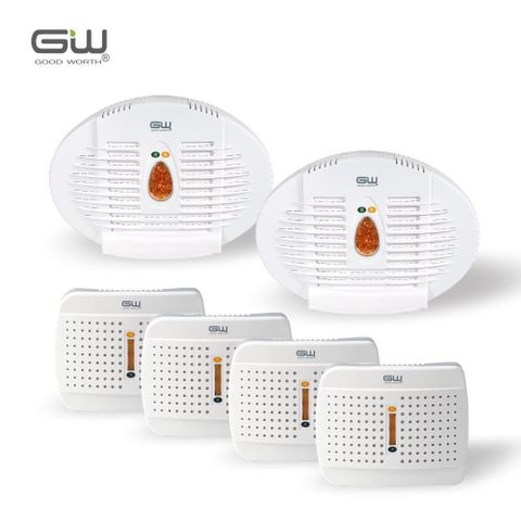 【南紡購物中心】【GW水玻璃】無線式迷你除濕機6件組(E-333*4+E-500*2)