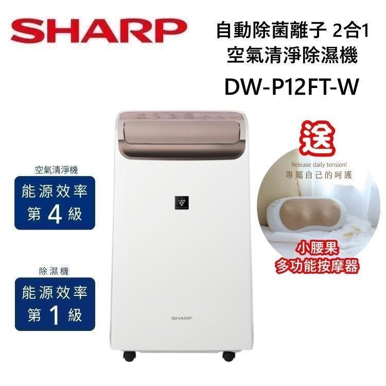 SHARP 夏普 12L衣物乾燥 自動除菌離子除濕機 DW-P12FT-W