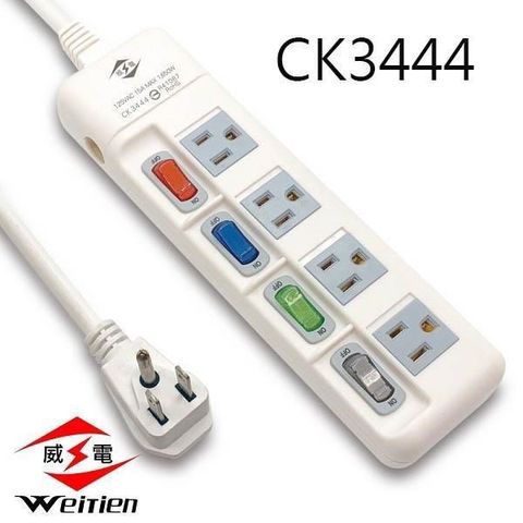 WEITIEN 威電 【南紡購物中心】 【1入】 CK3444 4開4座電腦 9尺 延長線