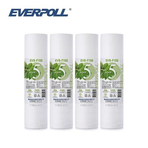 EVERPOLL 愛科濾淨 【南紡購物中心】 10英吋5微米PP濾芯 EVB-F105 (4支入)有效濾除水中的雜質汙染物