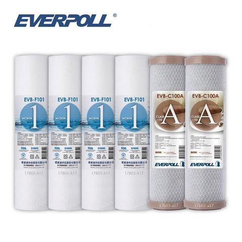 EVERPOLL 愛科濾淨 【南紡購物中心】 10英吋EVB-F101 四支 EVB-C100A二支 超值組合