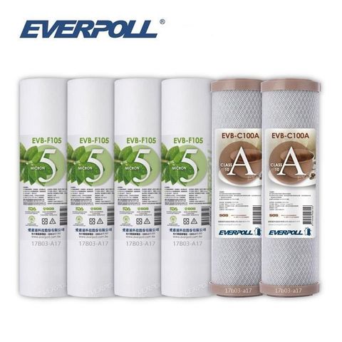 EVERPOLL 愛科濾淨 【南紡購物中心】 10英吋EVB-F105 四支 EVB-C100A二支 超值組合