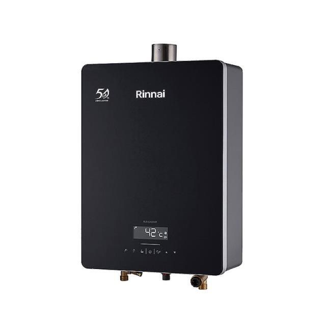 Rinnai 林內 【南紡購物中心】 【RUA-C1628WF_LPG】屋內強制排氣型熱水器(16L)黑 桶裝瓦斯全台安裝