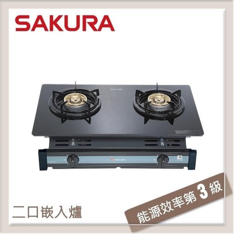 【南紡購物中心】 SAKURA櫻花 兩口玻璃面板嵌入式瓦斯爐 G6500KG(LPG)