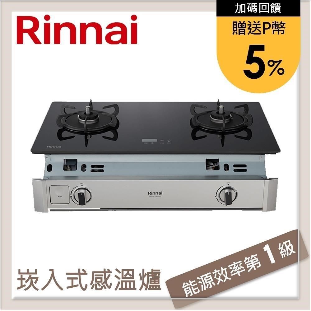 Rinnai 林內 【南紡購物中心】 送5%P幣 嵌入式緻溫玻璃雙口爐 RBTS-A2660G(NG1)