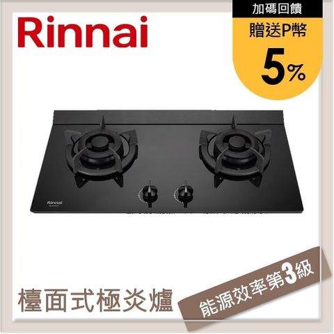 Rinnai 林內 【南紡購物中心】 送5%P幣 檯面式極炎玻璃雙口爐 RB-M2600G(NG1)