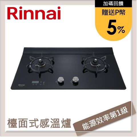 Rinnai 林內 【南紡購物中心】 送5%P幣 檯面式緻溫玻璃雙口爐 RB-A2660G(LPG)