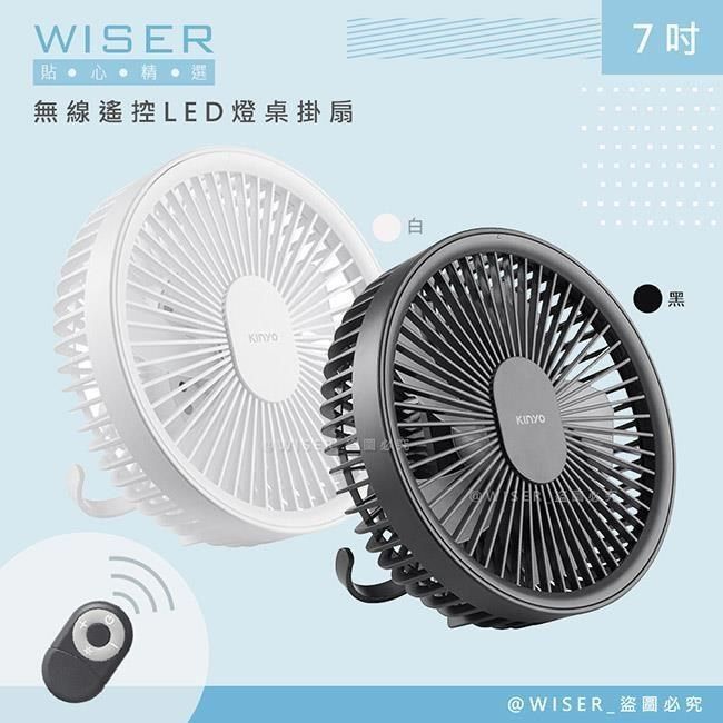  【南紡購物中心】 【WISER精選】充插兩用7吋USB風扇壁扇DC扇掛扇循環扇(遙控/LED/易拆洗)-顏色任選