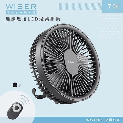 【南紡購物中心】 【WISER精選】充插兩用7吋USB風扇壁扇DC扇掛扇循環扇(遙控/LED/易拆洗)-石墨黑