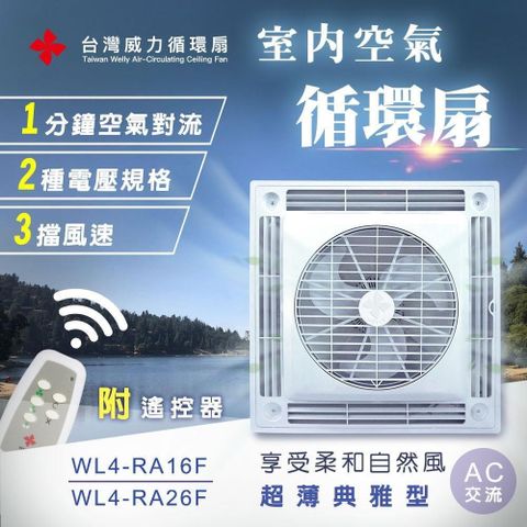 【南紡購物中心】 【台灣威力】360°室內空氣循環扇/吸頂扇(超薄典雅型) WL-4 AC交流電