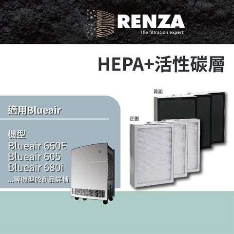 RENZA 濾網 適用Blueair 650e 680i 690i 600 503 SmokeStop HEPA活性碳