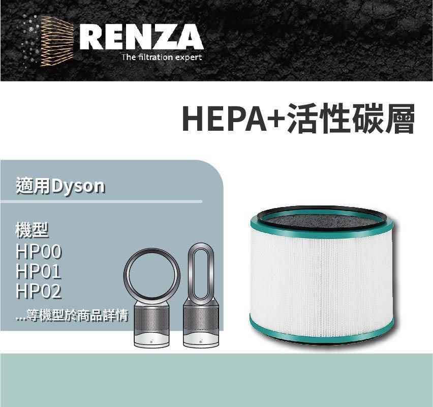 Renza濾網適用Dyson HP00 HP01 HP02 HP03 DP01 DP03 HEPA活性碳濾芯2合